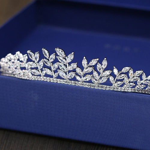 Coroa Tiara Cabelo Noiva Prata Zirconia Princesa Luxo