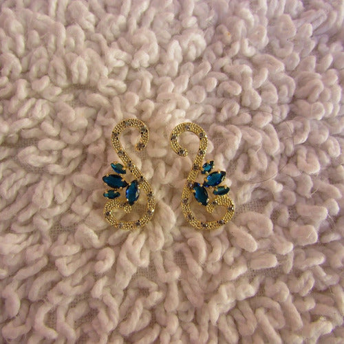 Brinco Dourado Noiva Pedra Zirconia Verde Azul Preto Festa