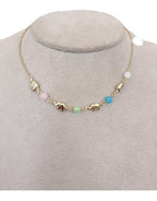 Colar Chocker Infantil Colorido Elefantes Dourado Semijoia