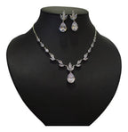 Conjunto Colar Brinco Noiva Pedra Zirconia Prata Gota Festa