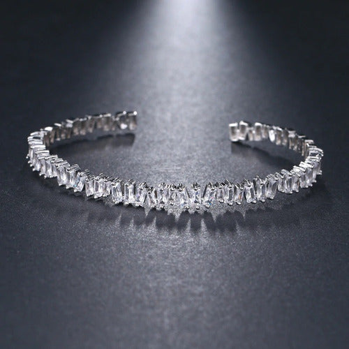 Pulseira Bracelete Prata Ou Dourada Zircônia Noiva Debutante