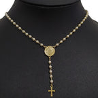 Colar Gravatinha Pérola Terço São Bento Noiva F. Ouro 18k