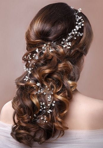 Tiara Arranjo Grinalda Cabelo Noiva Pérola Fio Strass Brilho