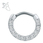 Piercing Nariz Septo Prata Pedra Zirconia Daith Aço 10 Mm