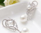 Brinco Pérola E Zirconia Noiva Delicado Prata Grande Luxo