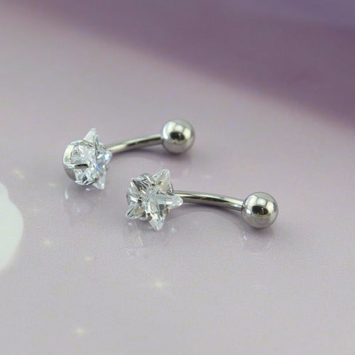 Piercing De Umbigo Dourado Ou Prata Estrela Pequeno Delicado