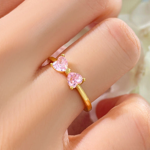 Anel Falange Pedra Zirconia Festa Dourado Coração Delicado