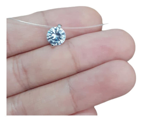 Colar Gargantilha Pedra Zirconia Prata Ponto De Luz Nylon