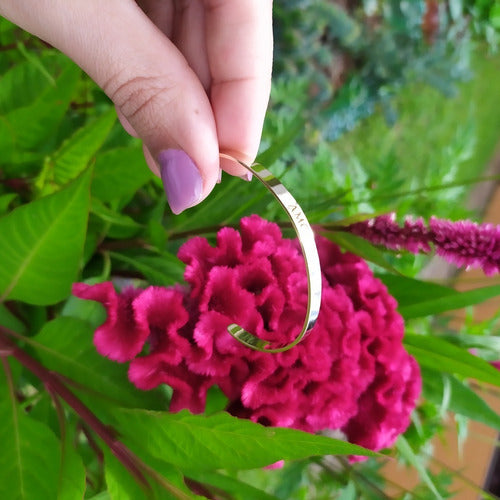 Pulseira Bracelete Dourada F. Ouro Pedra Zircônia - Amor