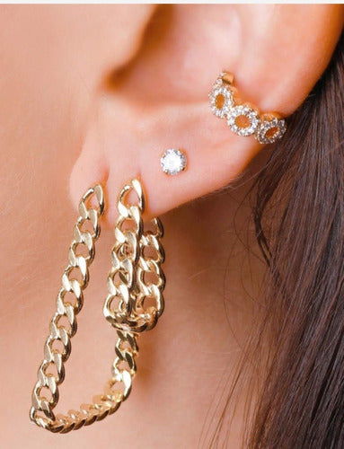 Piercing Argola Falso Fake Dourado Pedra Zirconia Semi Joia