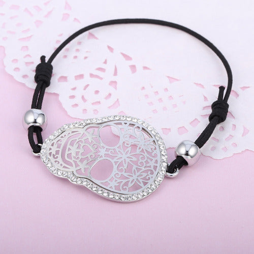 Pulseira Bracelete Caveira Mexicana Festa Pedra Strass