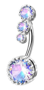 Piercing De Umbigo Invertido Dourado Prata Pedra Zirconia