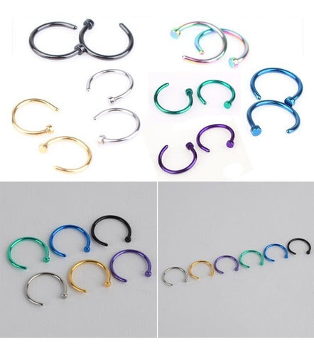 Piercing Nariz Argola Falso Fake Dourado Prata Preto Rosa