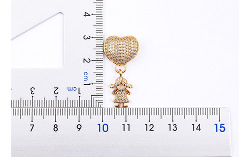 Colar Filhos Pedra Zirconia Coração Menino Menina Casal