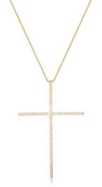 Colar Cruz Crucifixo Grande Pedra Zirconia Dourado Ou Prata