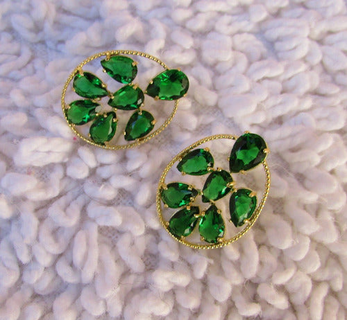 Brinco Dourado Noiva Pedra Zirconia Verde Azul Vermelhofesta