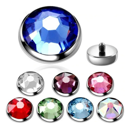 Piercing Microdermal Titanio G23 Pedra 3 Mm Topo Azul Escuro