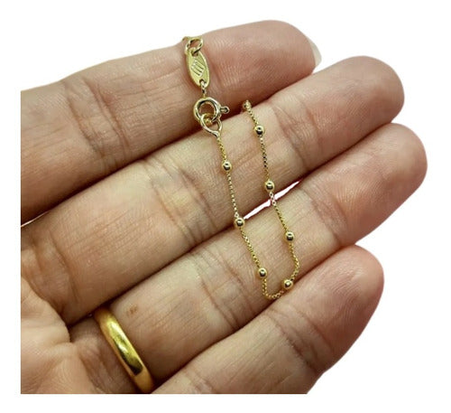 Pulseira Infantil Folheada A Ouro 18k Semi Joia Com Bolinhas