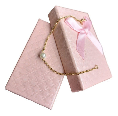 Pulseira Pérola Infantil Dama Folheada A Ouro 18k Semi Joia