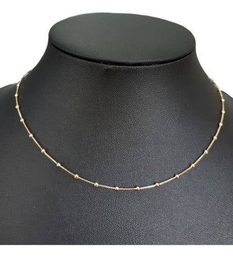 Colar De Bolinhas F. Ouro 18k Dourado Semi Joia 50 Cm