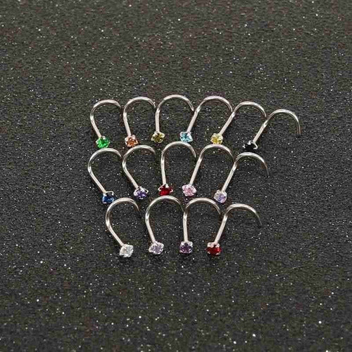 14 Piercing Nariz Nostril Aço Pedra Zirconia 2 Mm Atacado