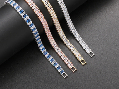 Pulseira Bracelete Dourada Pedra Zircônia Noiva Debutante