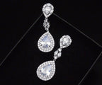 Brinco Noiva Zirconia Prata Formatura Debutante Gota Grande