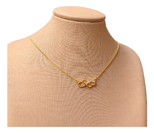 Colar Infinito Namorado Zirconia Dourado F Ouro 18k