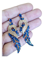 Brinco Noiva Zirconia Dourado Festa Formatura Madrinha Azul