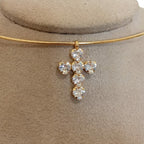 Colar Chocker Cruz Crucifixo Pedra Zirconia Folheado A Ouro