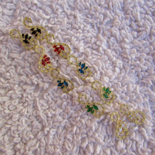 Brinco Dourado Noiva Pedra Zirconia Verde Azul Preto Festa