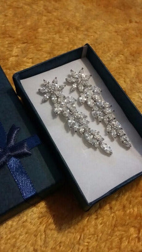 Brinco Noiva Luxo Zirconia Prata Festa Debutante Pendurado