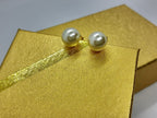 Brinco Pérola Noiva Dourado Folheado Ouro 18k Médio 8 Mm