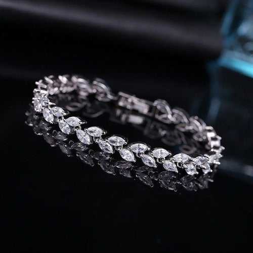 Pulseira Bracelete Prata Com Zircônia Noiva Debutante