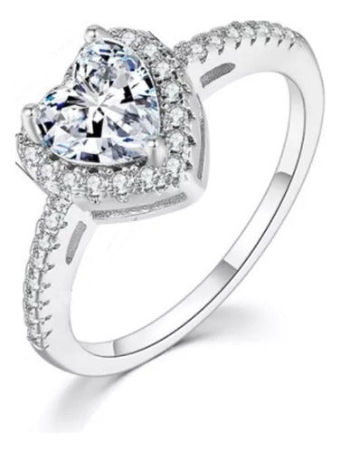 Anel Noivado Banhado Ouro Branco Com Pedra Zirconia Barato