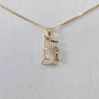 Colar Anjinho Pedra Zirconia Coloridas Folheado A Ouro 18k