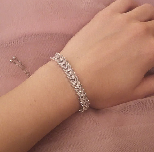 Pulseira Bracelete Dourada Rosê Com Zircônia Noiva Debutante