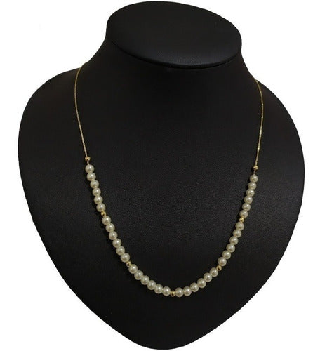 Colar Pérola Noiva Casamento F. Ouro Semijoia Dourado 60 Cm