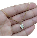 Colar Folha Pedra Zirconia Dourado Ouro 18k Semijoia