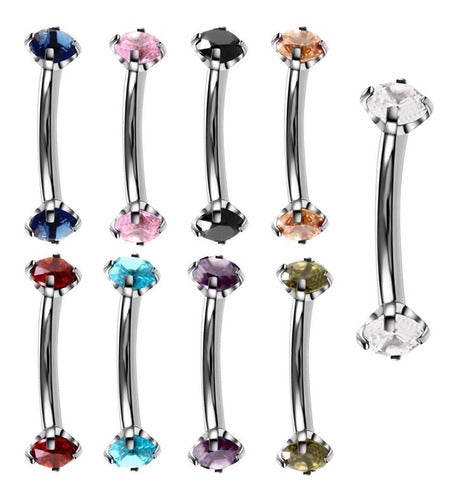 Piercing Sombracelha Banana Aço Cirúrgic Pedra Zircônia 3 Mm