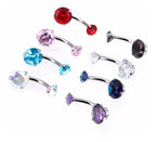 Piercing Umbigo Prata 2 Pedras Aço Cirurgico Zircônia Preto