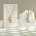 Colar Pingente Urso Ted Bear Dourado F Ouro Pedras Zirconias