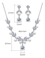 Conjunto Colar Chocker Riviera Brinco Zircônia Pérola Noiva