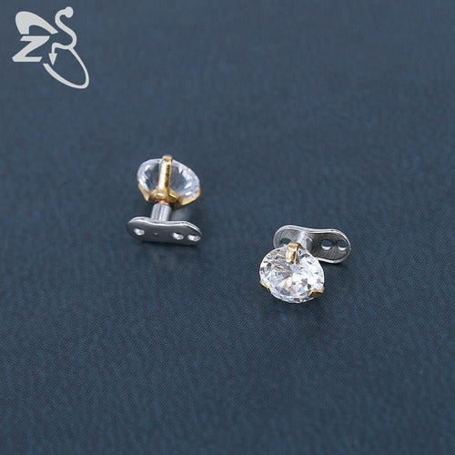Piercing Microdermal Zirconia Pedra Cristal 3mm 4mm 5mm Aço