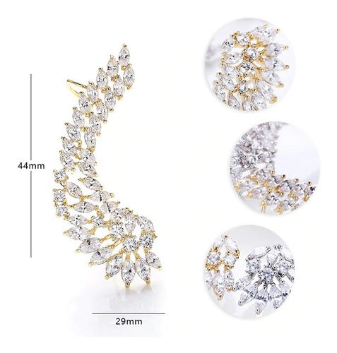 Brinco Ear Cuff Noiva Pedra Zirconia Dourado Festa Debutante