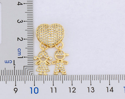 Colar Filhos Pedra Zirconia Coração Menino Menina Casal