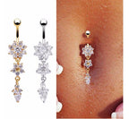 Piercing De Umbigo Pendurado Dourado Ou Prata Flor Zirconia