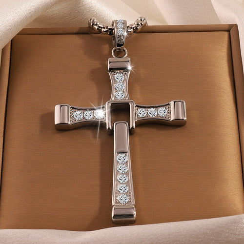 Colar Cordão Masculino Com Pingente Cruz Vin Diesel Aço Inox