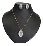 Conjunto Colar E Brinco Zirconia Fusion Tifann Oval Grande