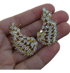 Brinco Ear Cuff Noiva Pedra Zirconia Asas Navete Folheado